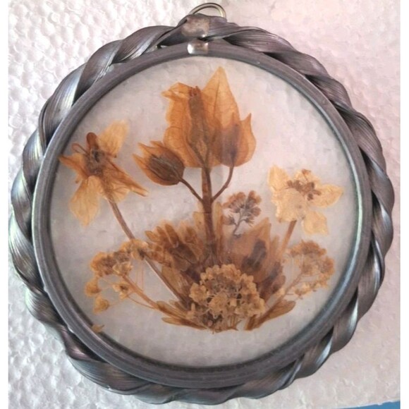 VTG 3 Lasting Impressions Dried Flowers Under Glass Wall Window Art Framed - Picture 4 of 9